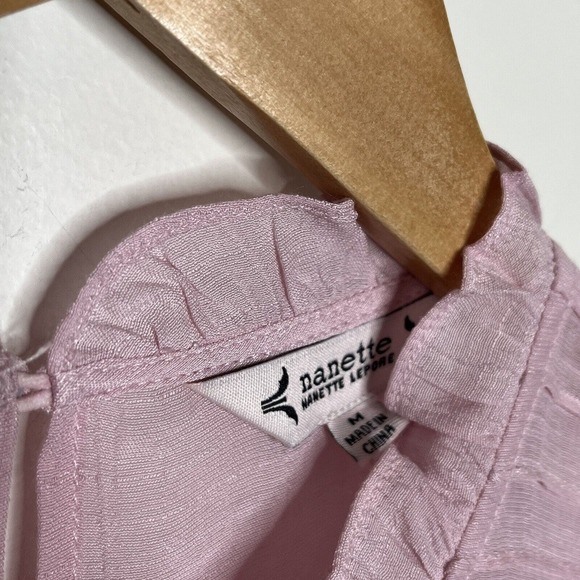 Nanette Lenore Short Sleeve Blouse Top Petunia Pink Women’s Size M Ruffle - Picture 4 of 8